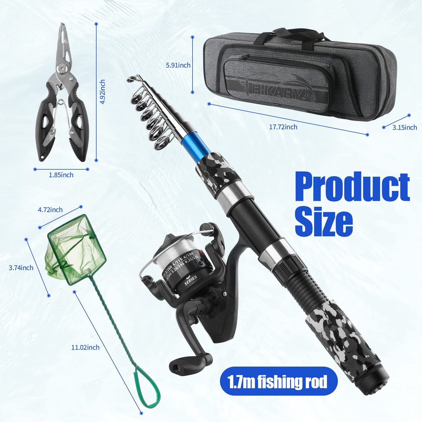 Fishing Rod Reel Combos Collapsible Fishing Rod Kit, 2PCS Telescopic Fishing Pole+2PCS Spinning Reels+Lures Hooks+Tackle Bag+Fishing Accessories Full Combo for Kids Youth