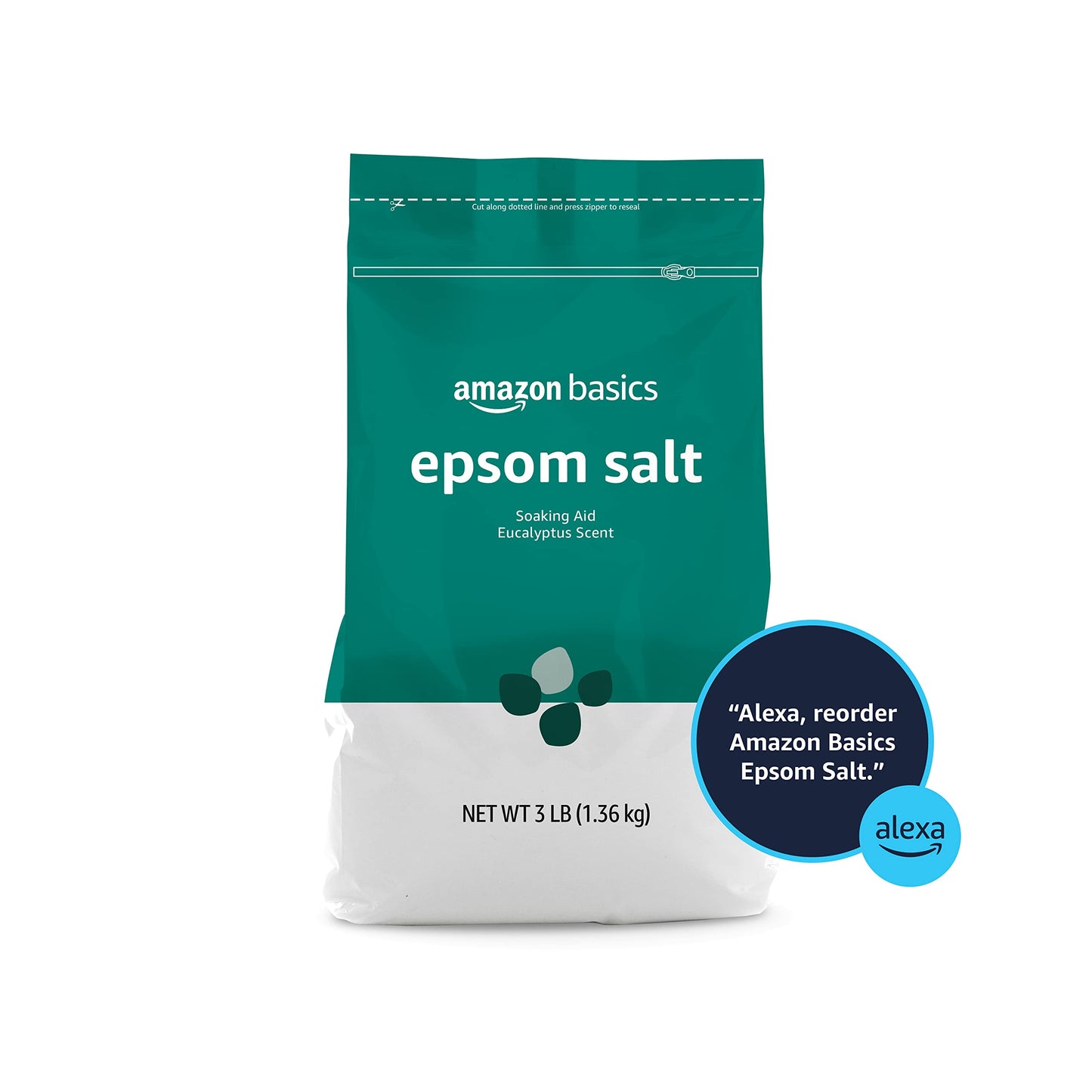 Amazon Basics Epsom Salt Soaking Aid, Eucalyptus Scented, 3 Pound
