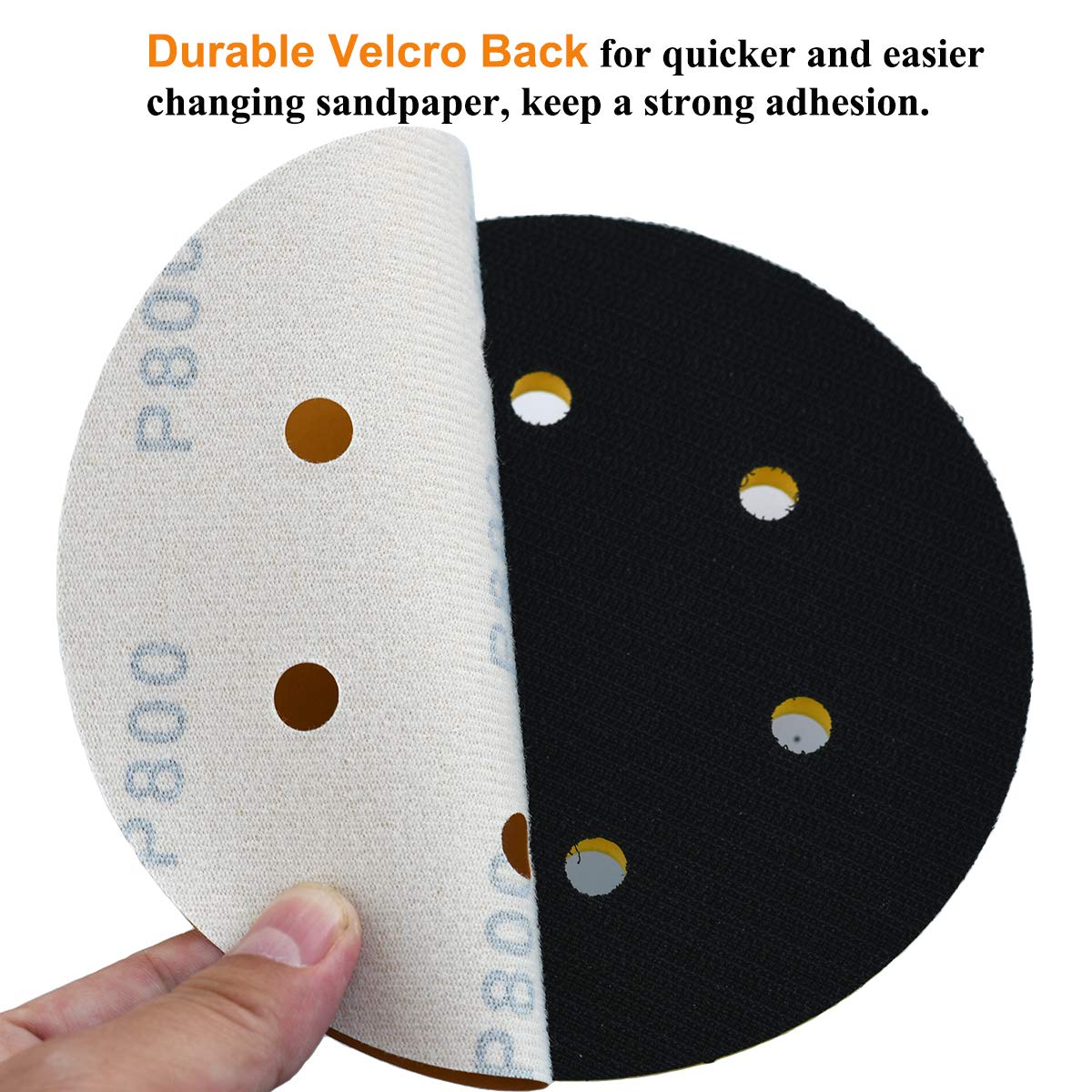 6-Inch 6-Hole Hook and Loop Sanding Discs 600-Grit, Random Orbital Sandpaper for Automotive and Woodworking, 100-Pack