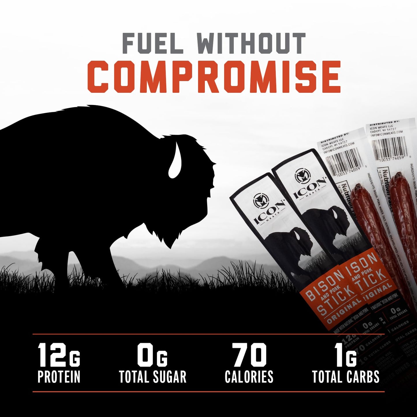 ICON Meats Snack Sticks Sampler - Assorted Flavors of Bison, Elk, Venison and Pork Jerky Sticks - 24 Pack of Individually Wrapped Meat Sticks, 6 Per Flavor – USDA Approved, All Natural Artisan Meats