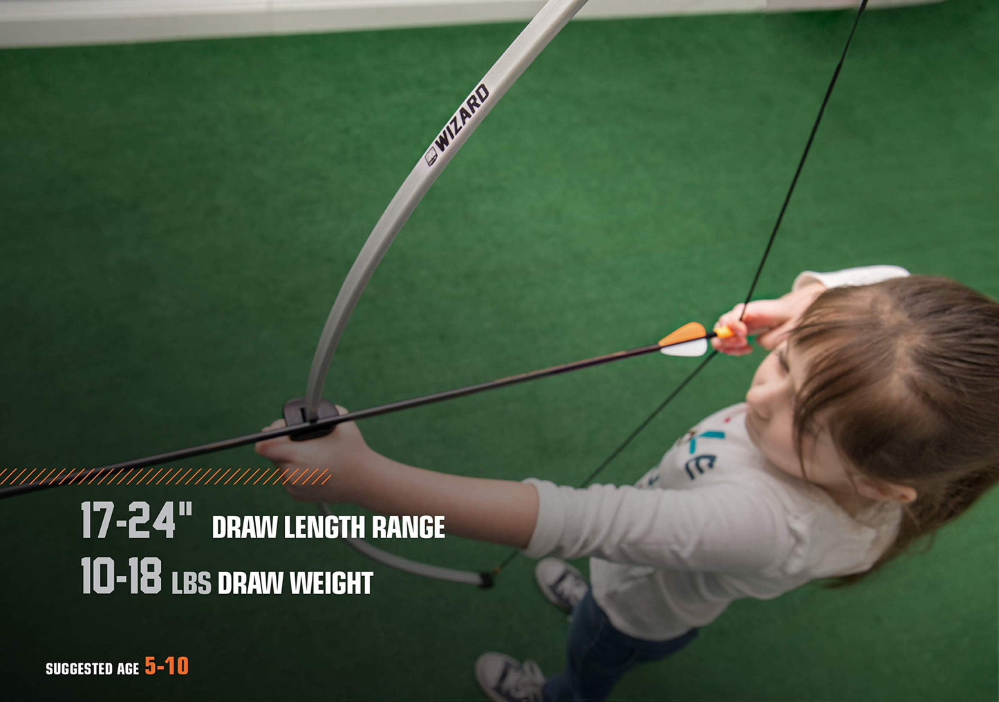Bear Archery Wizard Bow for Youth, Recommended Ages 5-10, Ambidextrous, Continuous Draw Weight Up to 18 lb., Continuous Draw Length Up to 24-inches