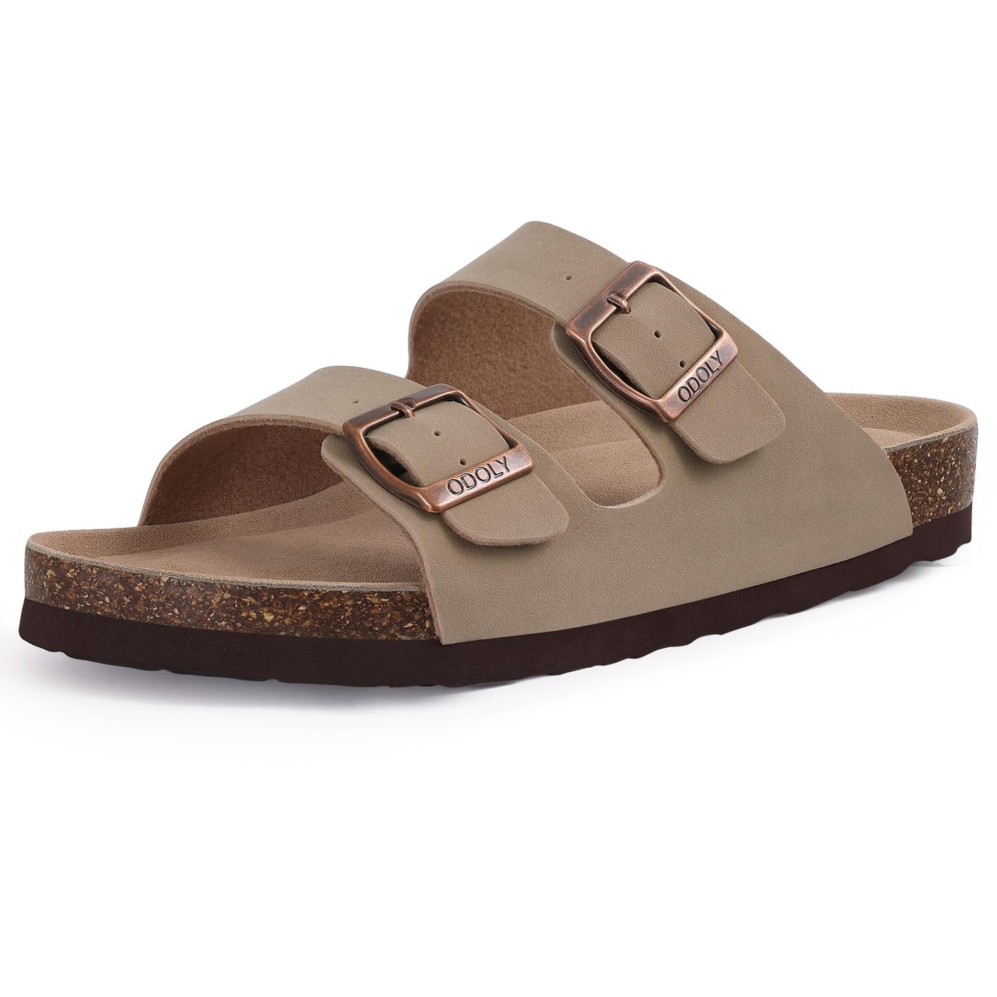 Unisex Cork Footbed Slide Sandal, Arch Support Summer Outdoor Sandals with Adjustable Buckle for Women and Men