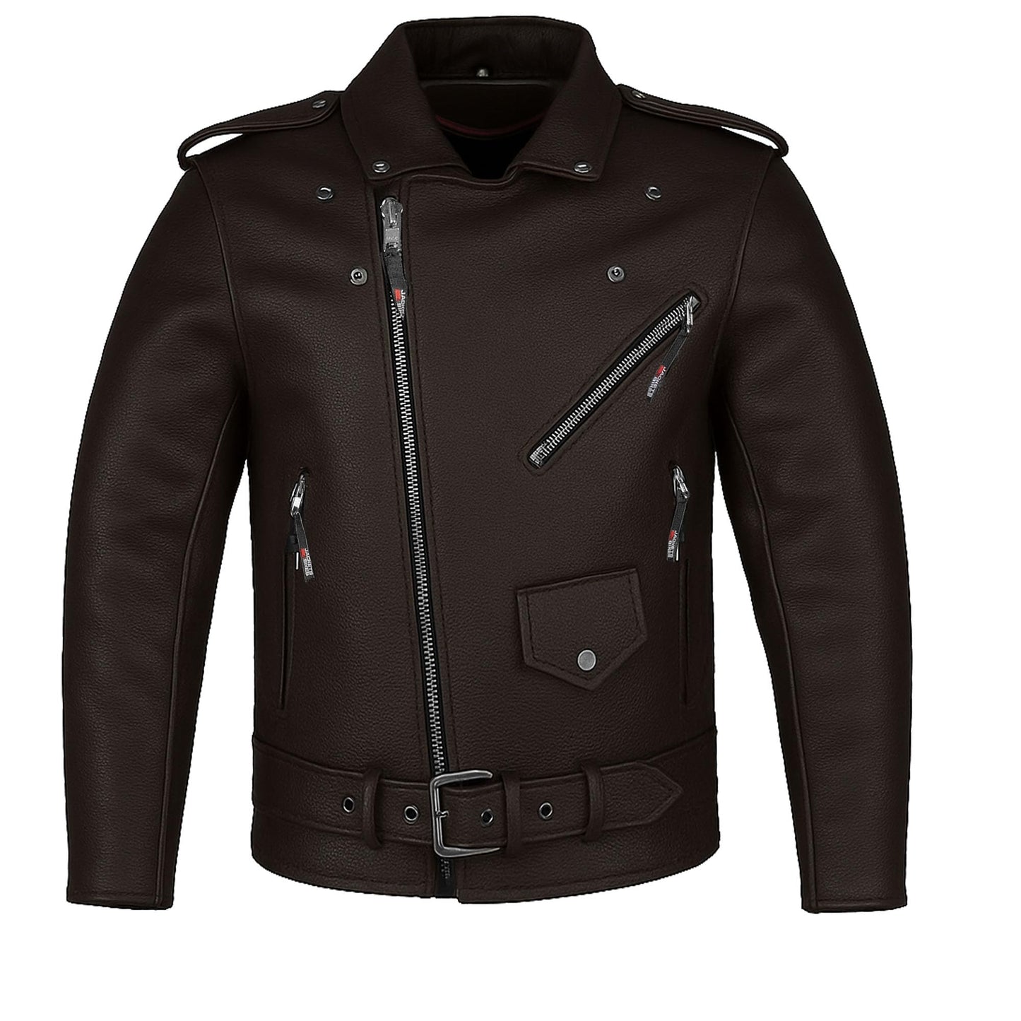 ICONIC Motorcycle Jacket for Men, Premium Buffalo Leather, Insulated Liner, Classic Side Laces, Cruiser Biker Black L