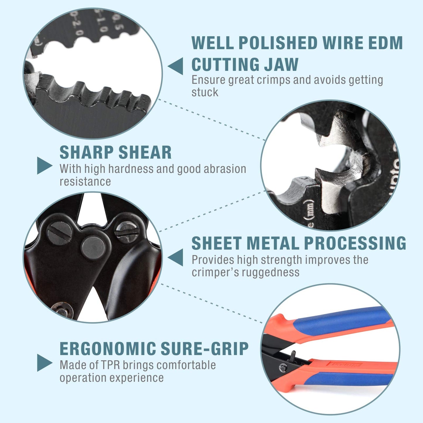 iCrimp CWR1522 Wire Rope Crimping Tool with Cutting function for Cable Railing, Hand Swaging 0.1~2.2mm Aluminum Oval Sleeves,Alloy Double Sleeves (CWR1522)