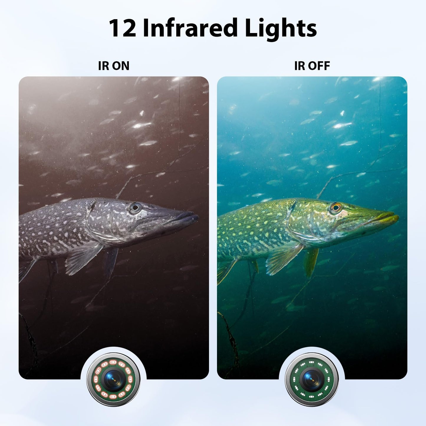 Eyoyo Underwater Fishing Camera Portable Video Fish Finder 9 inch LCD Monitor 1000TVL Waterproof Camera Underwater DVR Video Fish Cam 30m Cable 12pcs IR Infrared Lights for Ice, Boat and Lake Fishing