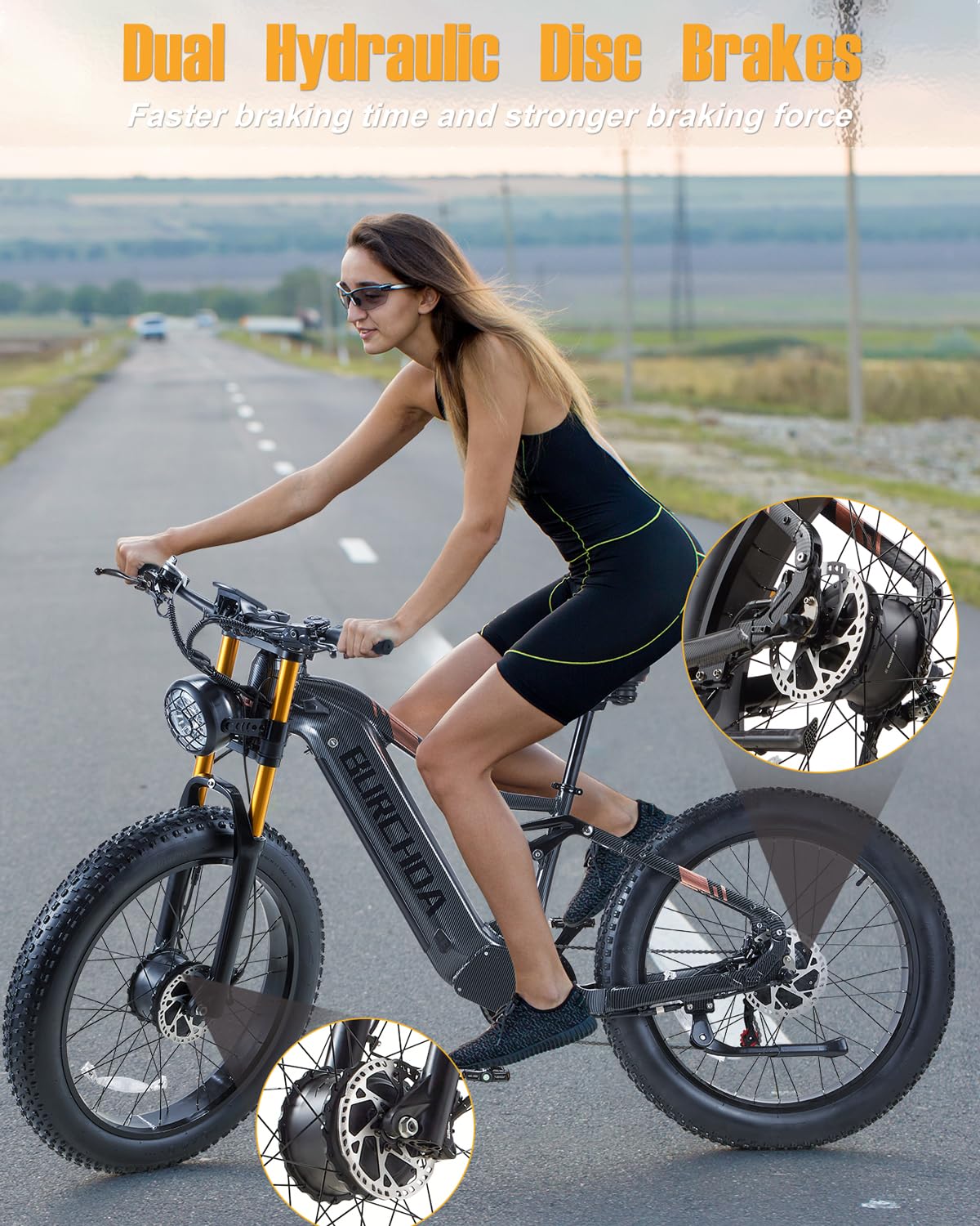 Dual Motor 2000W/1000W Electric Bike for Adults 48V 30AH/20Ah Long Range ebike Removable Battery 26" Fat Tire Off Road Mountain Full Suspension Electric Bicycle,Dual Hydraulich Brakes,32mph/30mph