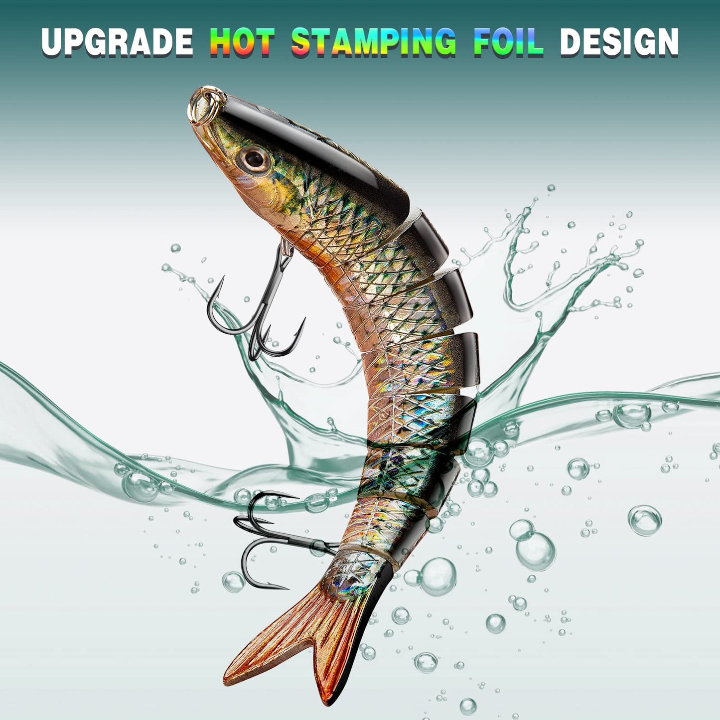 Bass Fishing Lure for Freshwater and Saltwater Lifelike Fishing Lures Multi Jointed Swimbait for Bass Trout Crappie Walleye Pike Fishing Gifts for Men
