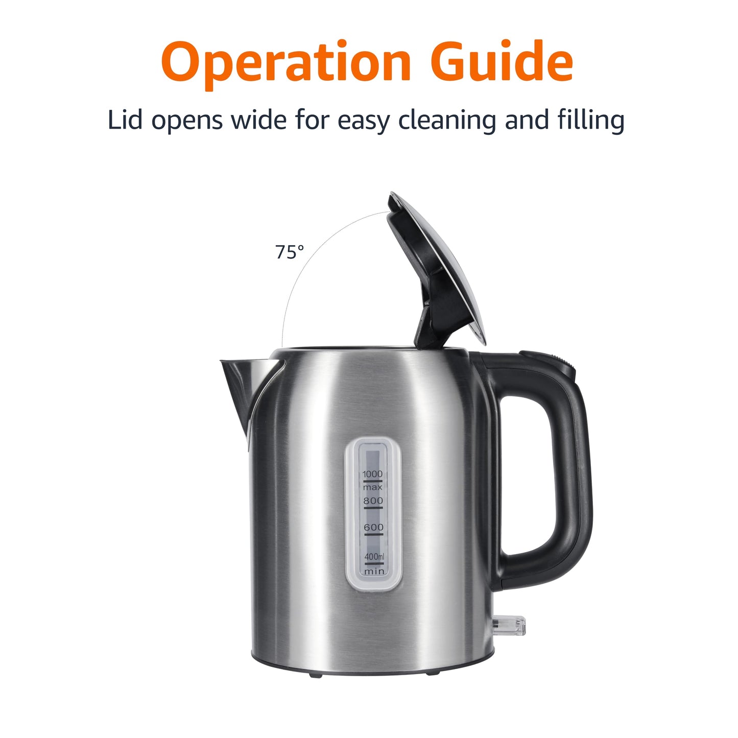 Amazon Basics Electric Kettle, Tea Kettle & Water Boiler with Auto Shut-Off, Boil Dry Protection, Strix Thermostat, BPA-Free, 1500W, 1.1Qt (1L), Stainless Steel, New Model, Black & Silver