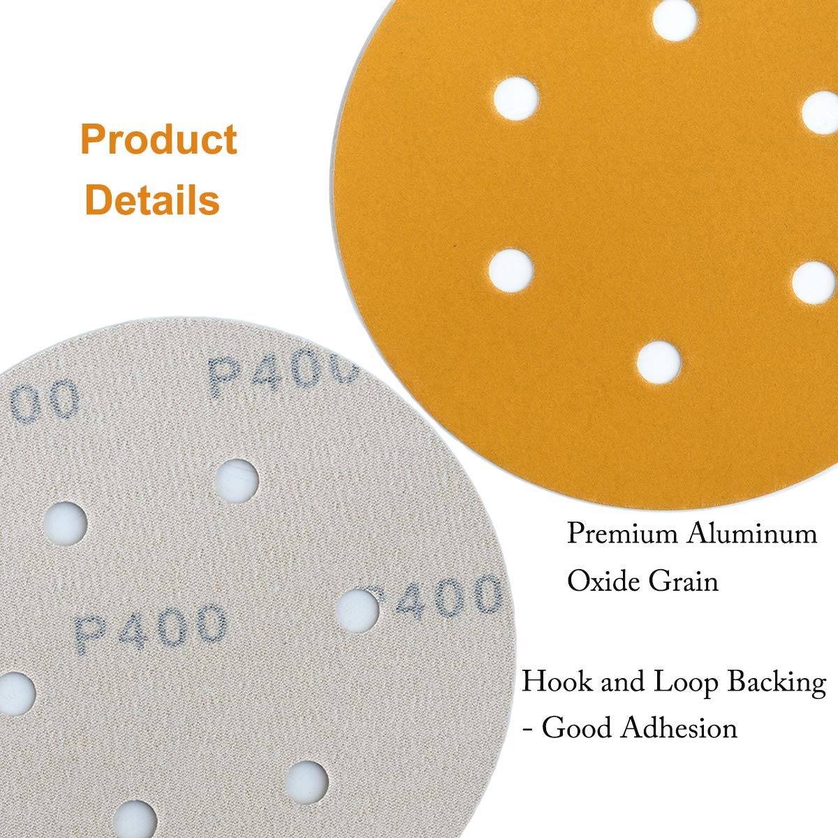 6-Inch 6-Hole Hook and Loop Sanding Discs 600-Grit, Random Orbital Sandpaper for Automotive and Woodworking, 100-Pack