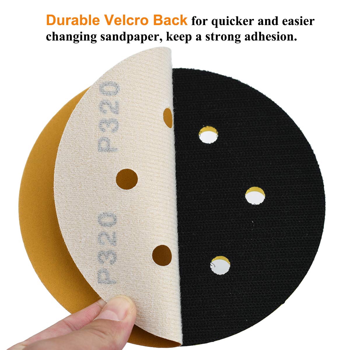 6-Inch 6-Hole Hook and Loop Sanding Discs 600-Grit, Random Orbital Sandpaper for Automotive and Woodworking, 100-Pack