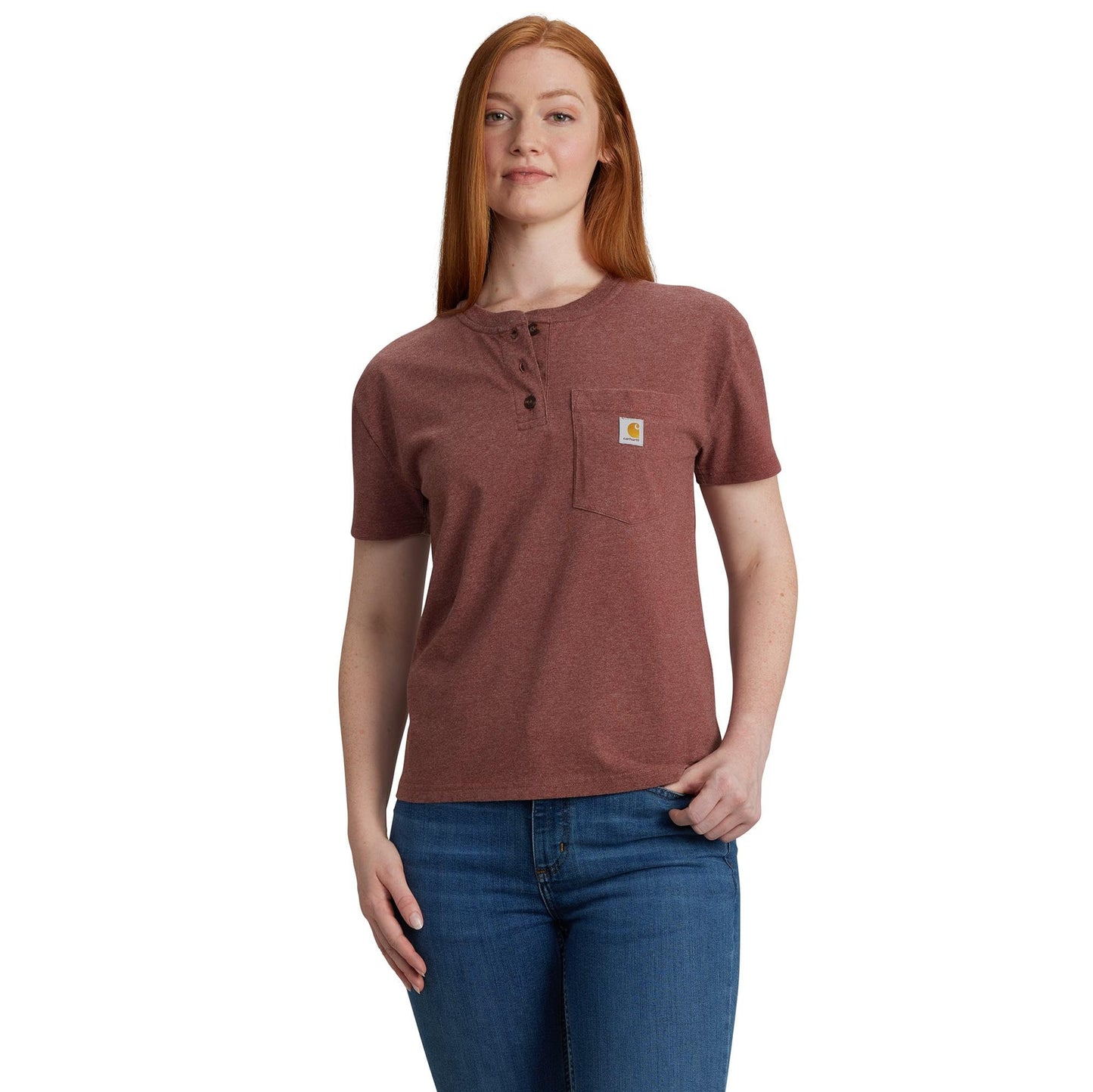 Carhartt Women's Loose Fit Short-Sleeve Heavyweight Henley T-Shirt