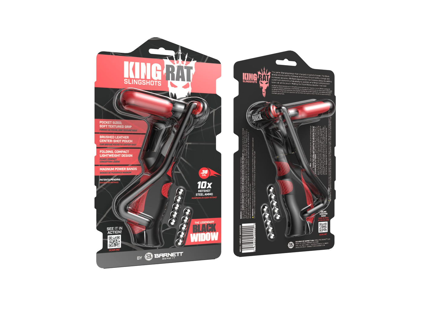 Barnett King Rat Slingshots, Powerful Slingshot for Adults and Kids Alike, Includes Power Band, Brushed Leather Pouch, & Slingshot Ammo
