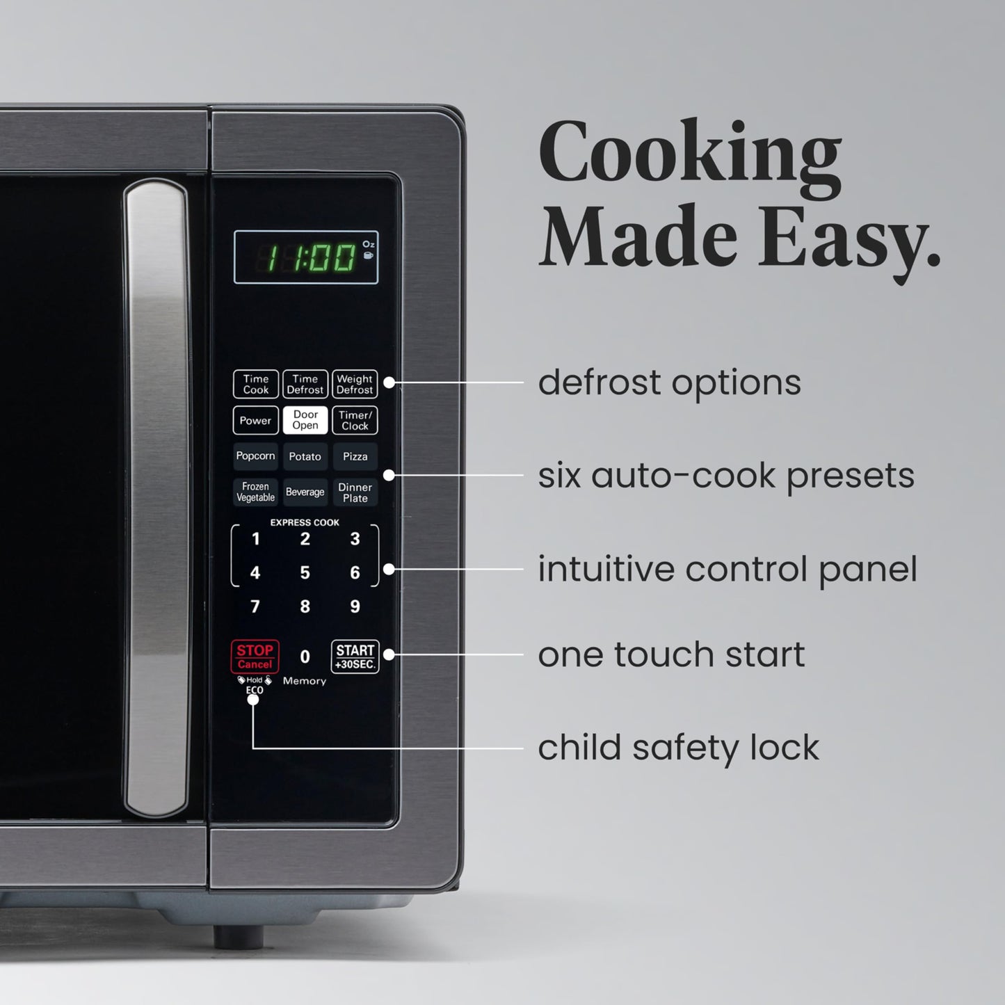 Farberware Countertop Microwave 700 Watts, 0.7 Cu. Ft. - Microwave Oven With LED Lighting and Child Lock - Perfect for Apartments and Dorms - Easy Clean Stainless Steel