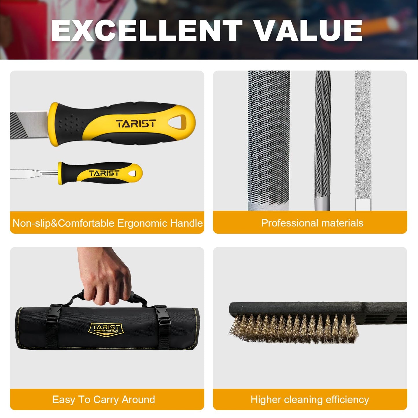 3-Piece 8" Wood Rasp File Set, Includes Flat/Half-Round/Round. For Woodworking & Sharping Wood