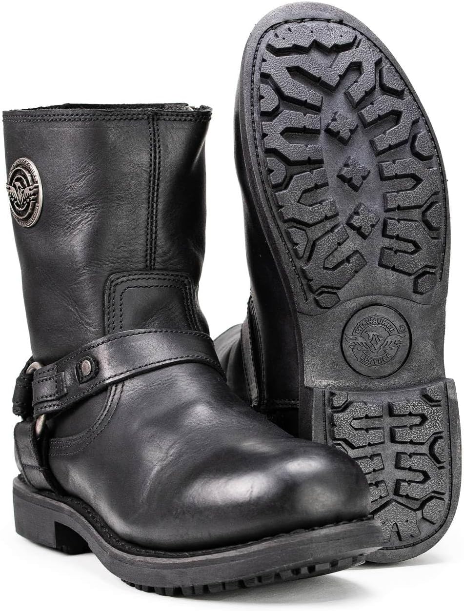 Milwaukee Leather Men's Classic Premium Leather Harness Motorcycle Boots Collection MBM