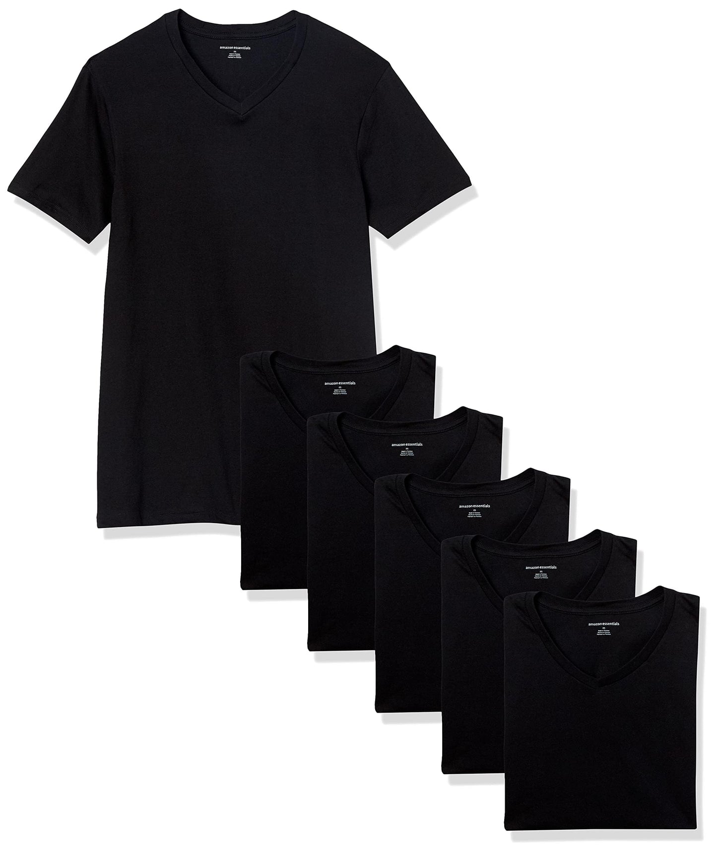 Amazon Essentials Men's V-Neck Undershirt, Breathable Cotton, Pack of 6