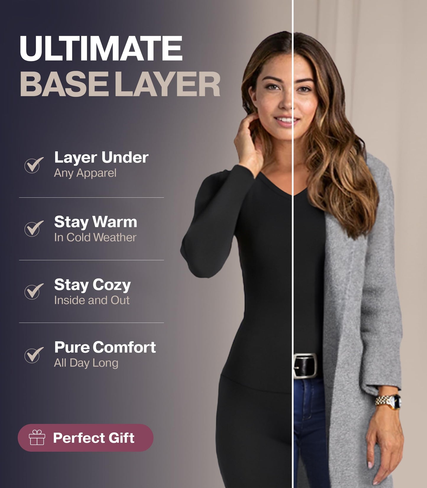 Thermajane Long Johns Thermal Underwear for Women Fleece Lined Base Layer Pajama Set Cold Weather