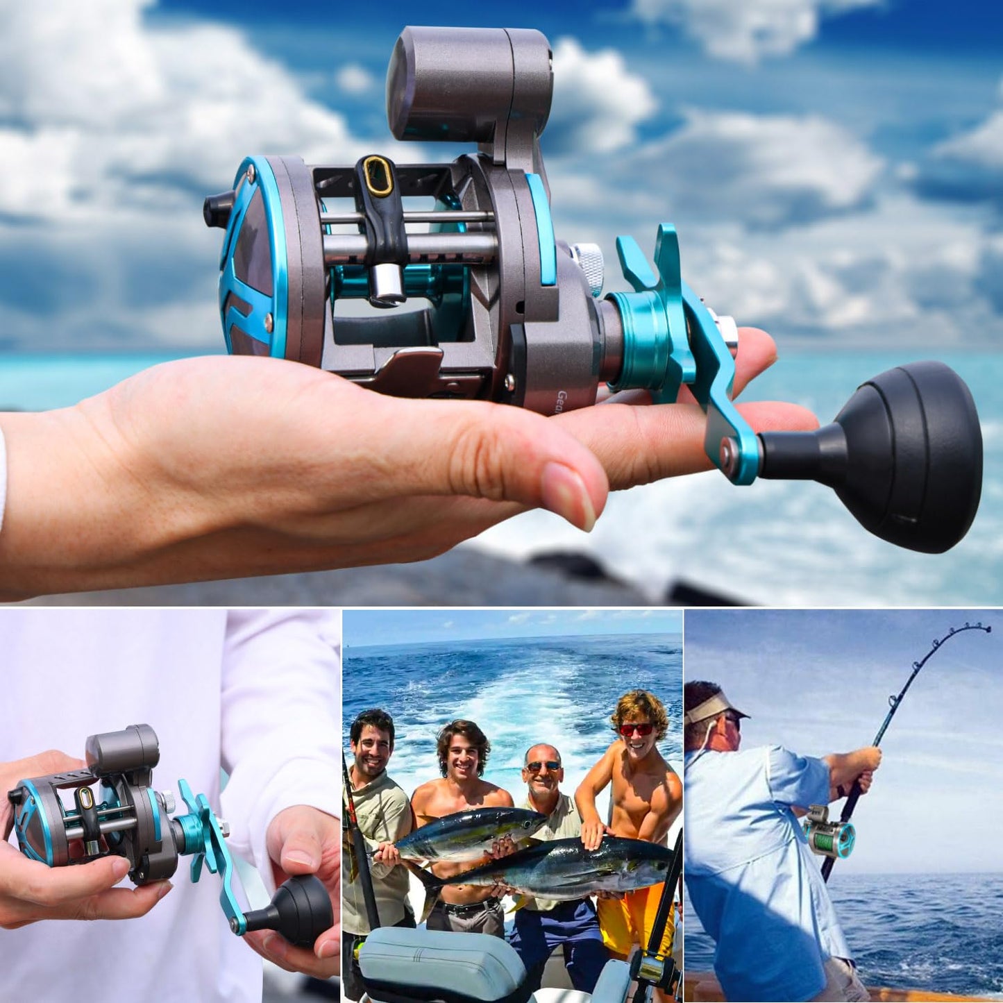 Baitcasting Fishing Reel, Smooth Powerful Round Baitcaster Reel, Saltwater Inshore Surf Trolling Reel, Conventional Reel for Catfish, Musky, Bass, Pike