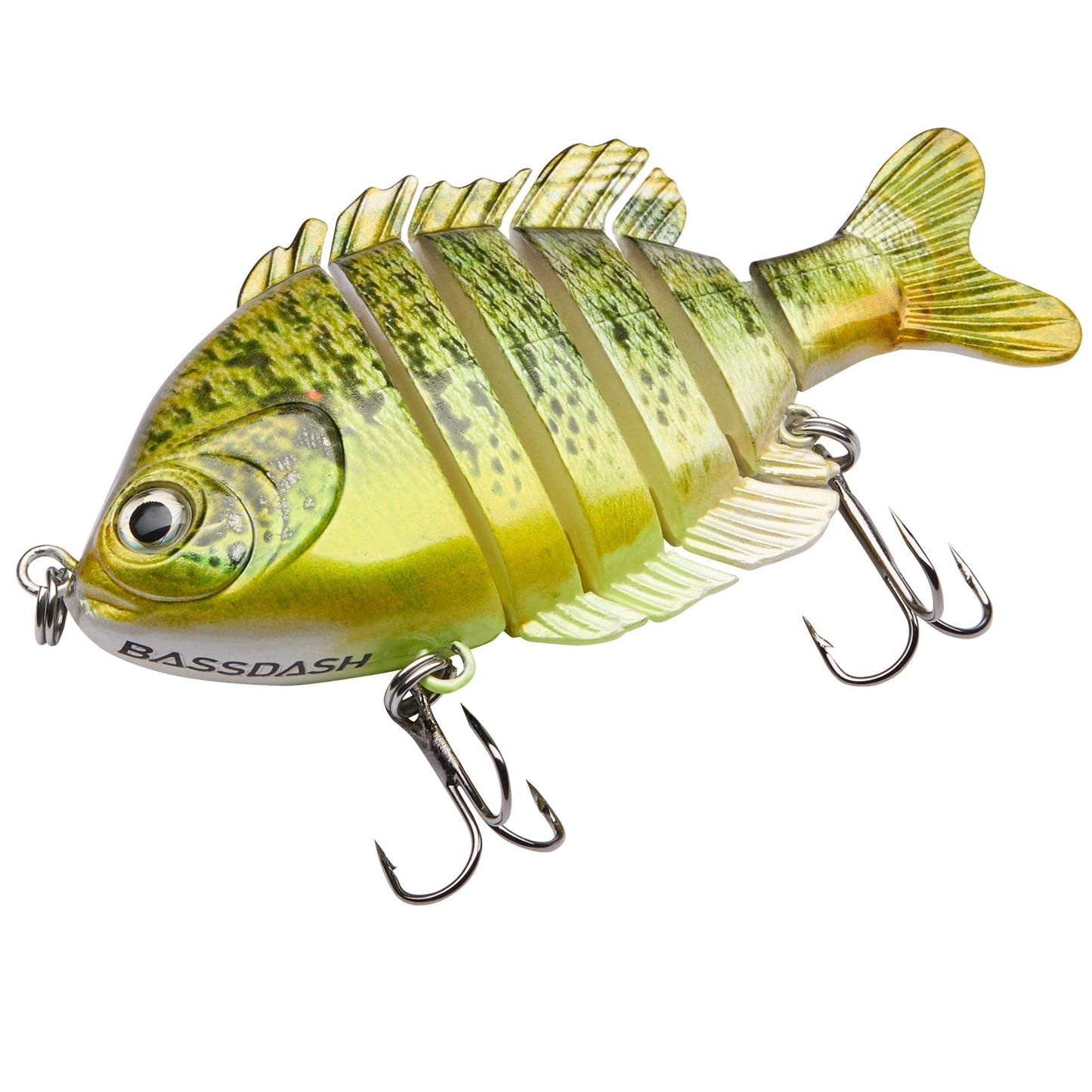 BASSDASH SwimPanfish Multi Jointed Panfish Bluegill Swimbaits Hard Topwater Bass Lures Fishing Lure Crank Saltwater 3.5in/0.85oz