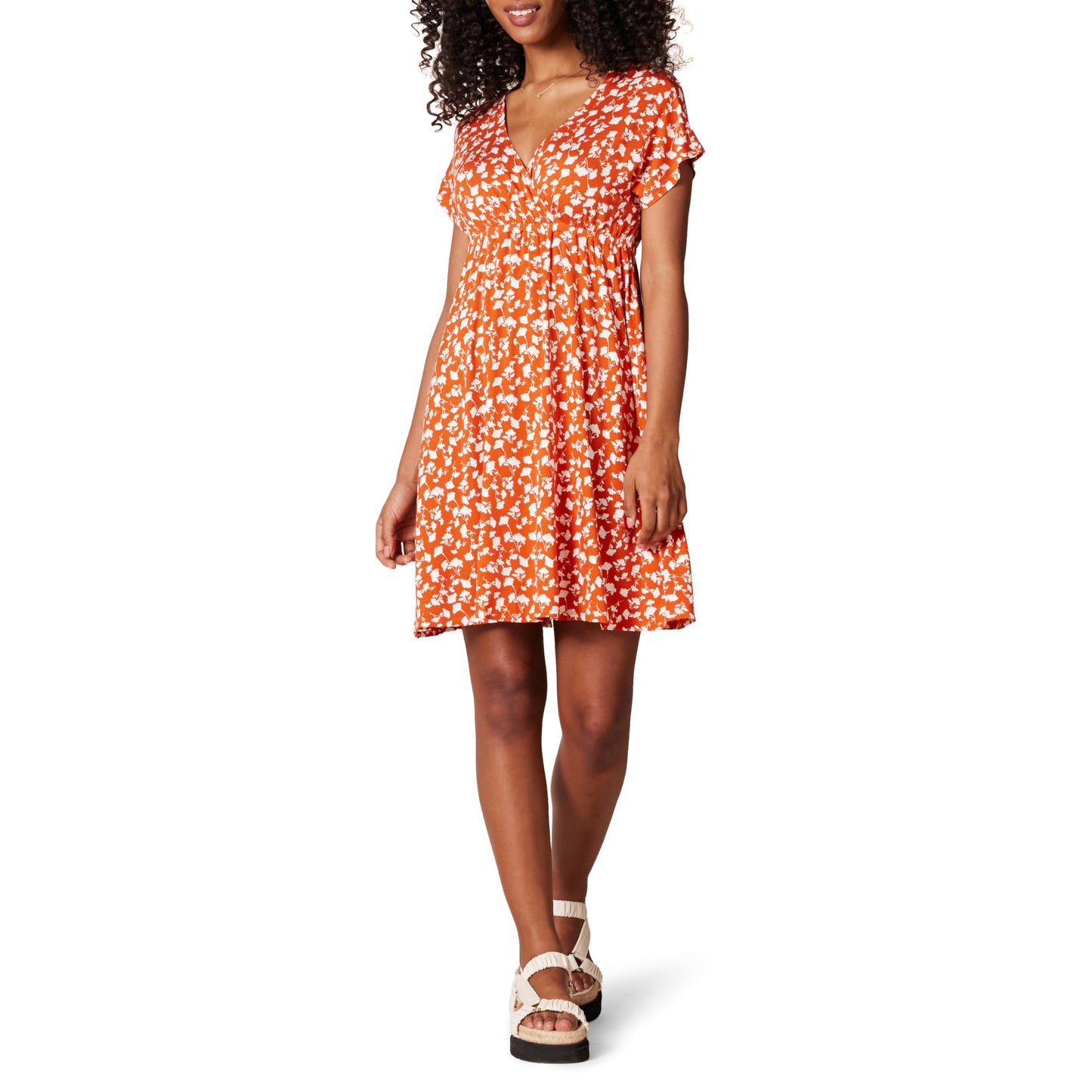 Amazon Essentials Women's Surplice V Neck Swing Dress (Available in Plus Size)
