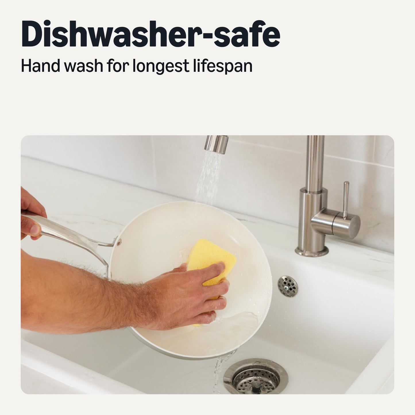 Amazon Basics Ceramic Nonstick Cookware, 8-Piece Set of Pots and Pans, Dishwasher and Oven-Safe, All Cooktop Friendly, Linen Gray