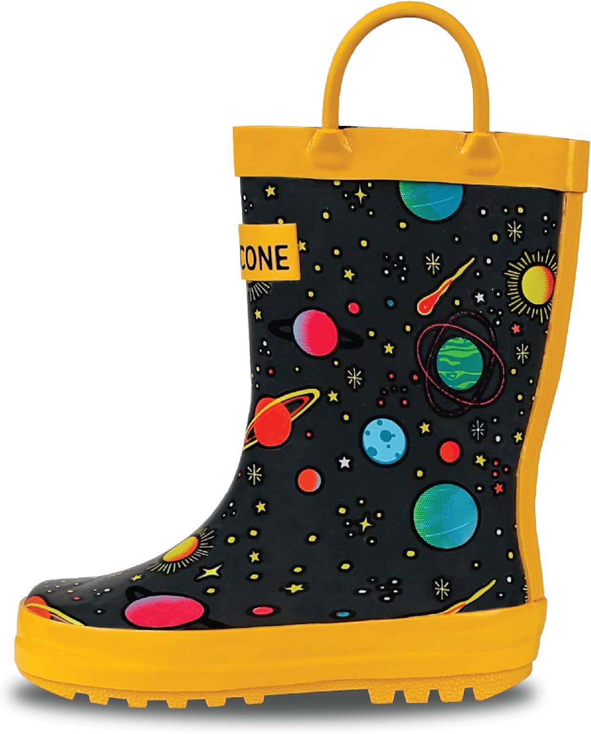 Lone Cone Kids Rain Boots for Girls & Boys – Waterproof Natural Rubber Toddler Rain Boots with Non-Slip Outsole & Easy Pull Handles – Solid, Pattern & Glitter Designs