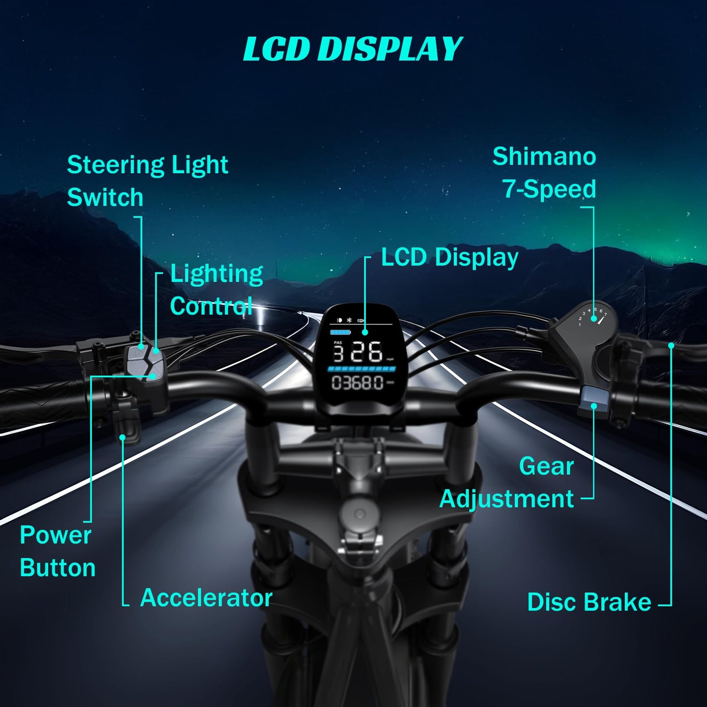 TST Electric Bike for Adults 1500W Peak 20" Fat Tire All-Terrain E-Bike 60 Miles 28MPH Electric Dirt Bike for Road Sand Mountain Snow - 48V 15AH Battery Powered Electric Motorcycle for Adventure
