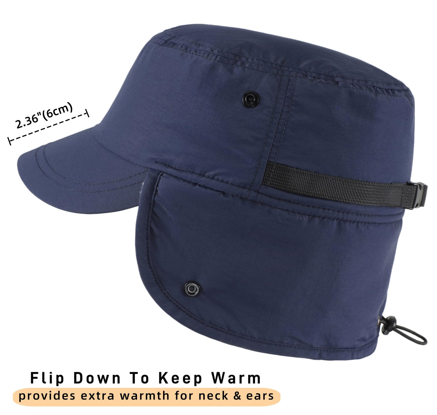Connectyle Men's Winter Hat with Visor Warm Earflaps Hat Fully Lined Faux Fur Baseball Cap Trapper Hunting Hats