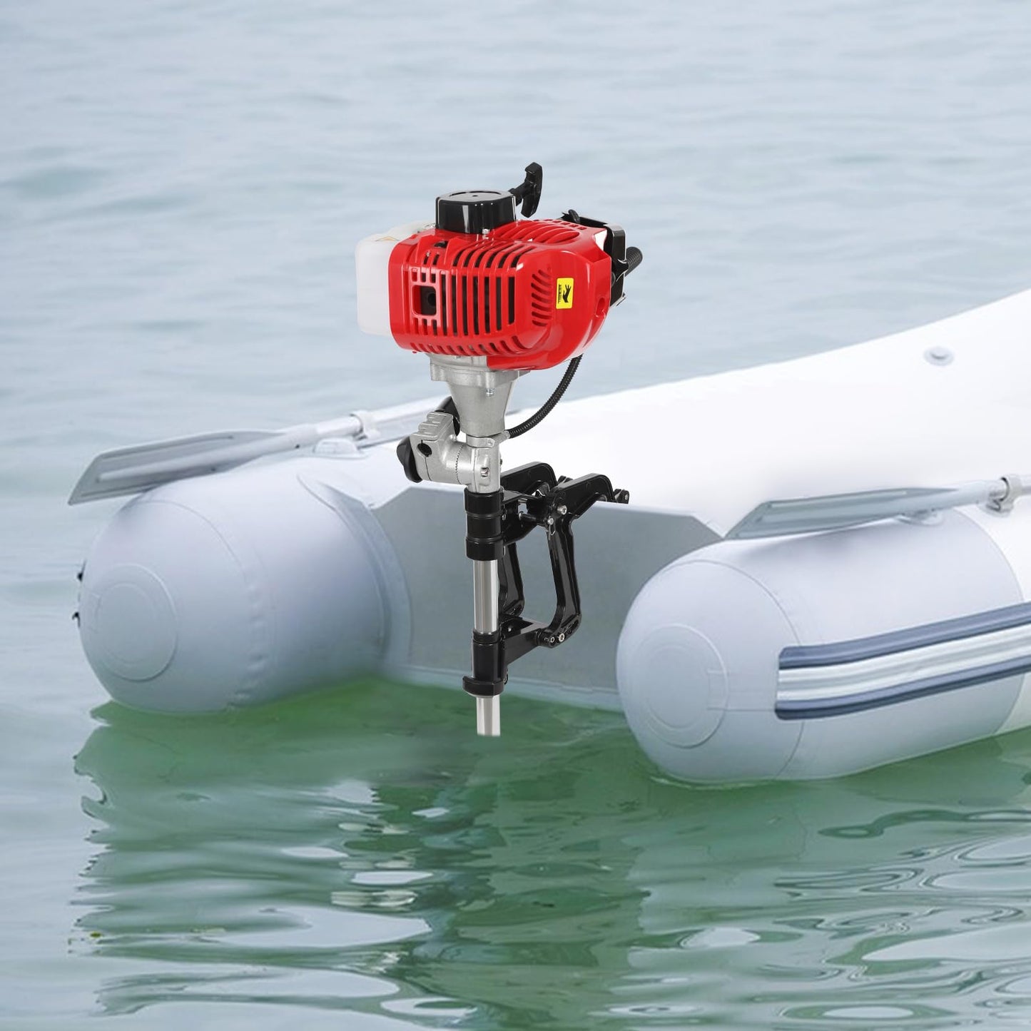 YUNLAIGOTOP Outboard Motor Boat Engine, 6HP 2-Stroke Superior Engine Outboard Motor with Air Cooling & CDI Ignition System, Heavy Duty Fishing Boat Engine for Inflatable Boat, Iron Boat, Plastic Boat