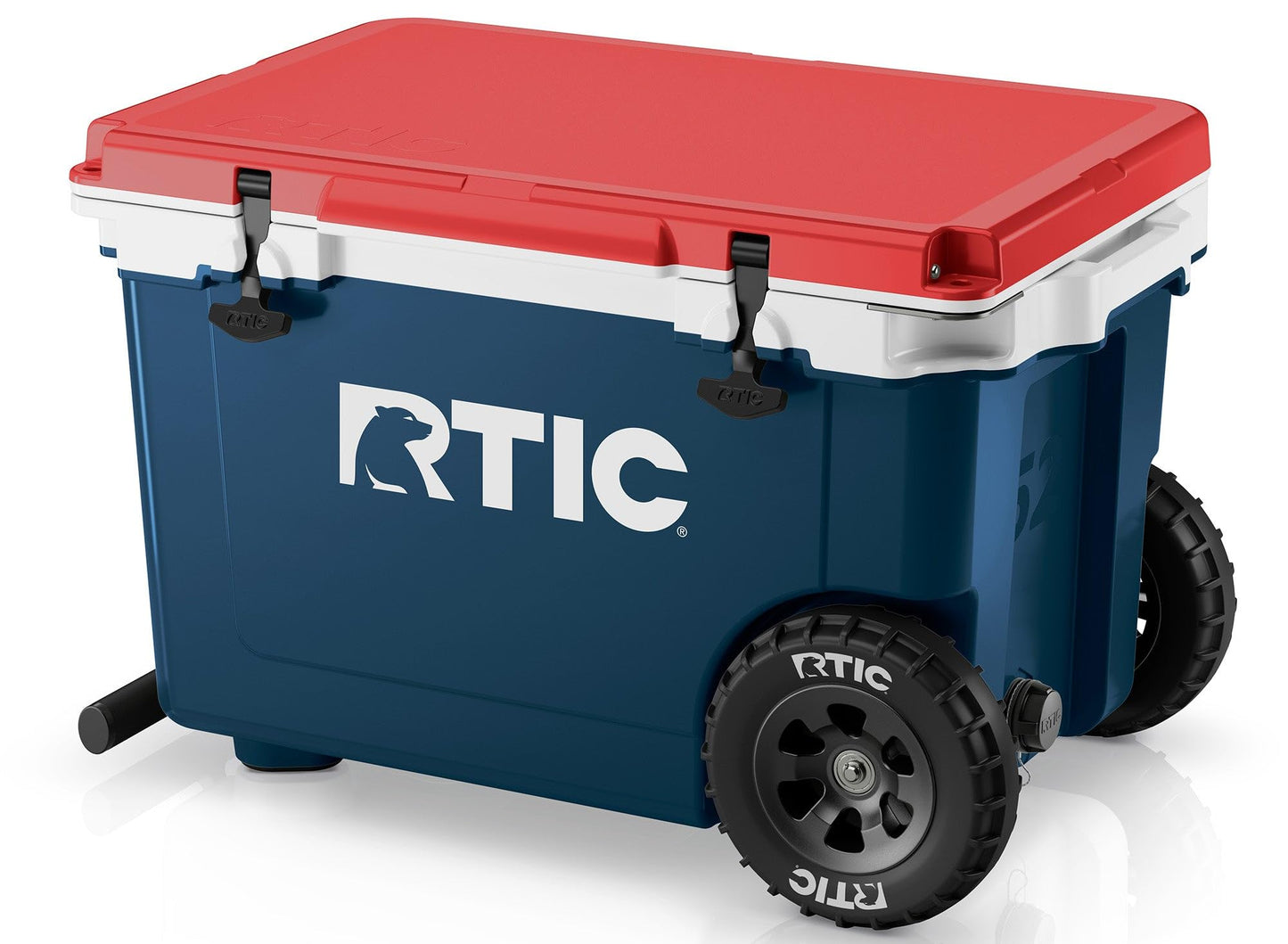 RTIC 52 Quart Ultra-Light Wheeled Hard Cooler Insulated Portable Ice Chest Box for Beach, Drink, Camping, Picnic, Fishing, Boat, Barbecue, 30% Lighter Than Rotomolded Coolers, Patriot