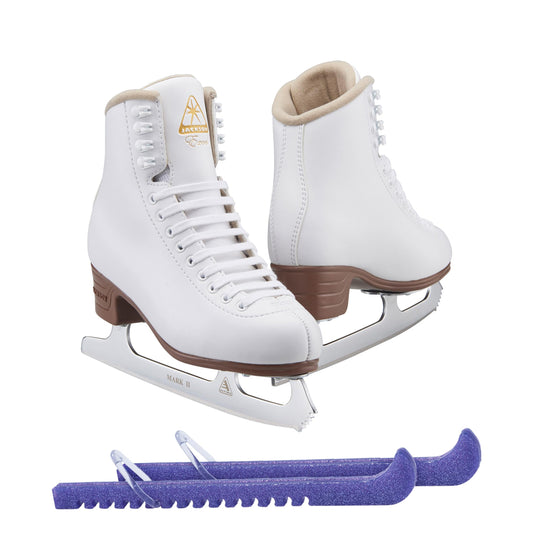 Jackson Ultima Excel JS1290 Women's Ice Skates Width: Medium - C/Size: Adult 10 Bundle with Skate Guards