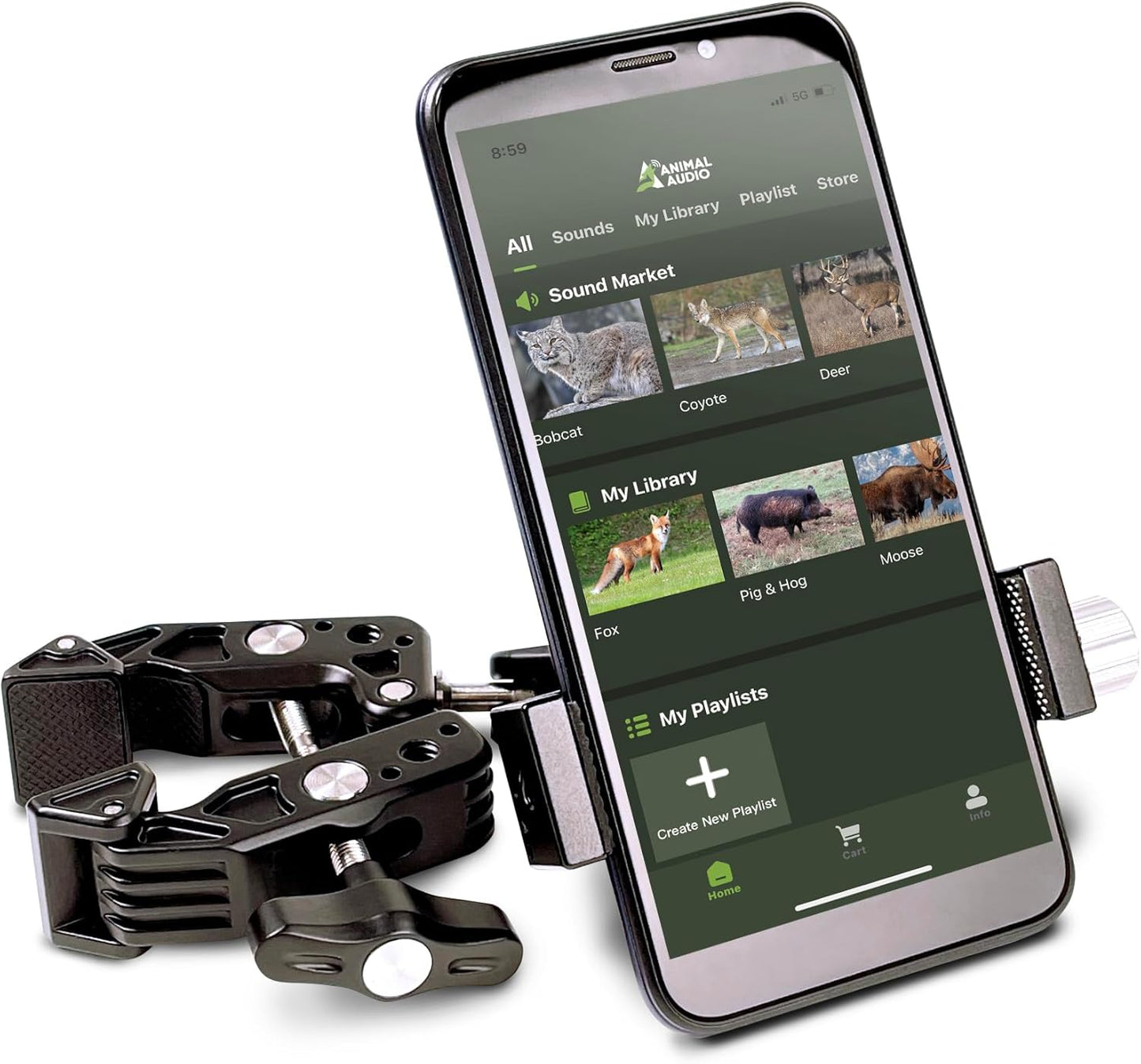 Icotec Remote/Phone Holder - Securly fastens Your Smartphone, Sports Camera, a Predator Call Remote Control to a Tripod or Pole.