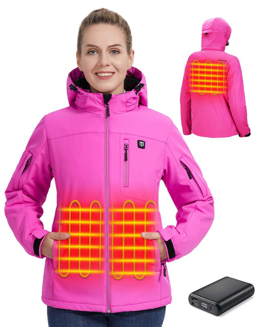 TIDEWE Heated Jacket for Women with Battery Pack (Black, Pink, Camo, Size S-XXL)