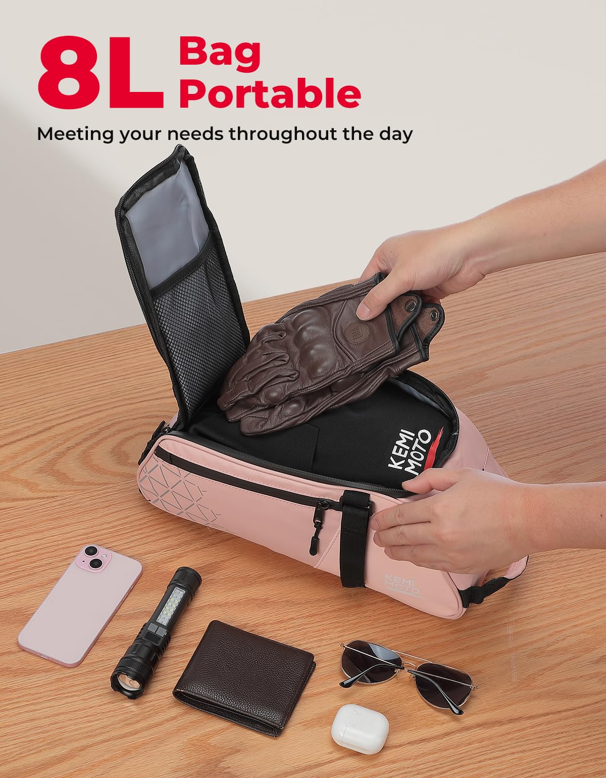 KEMIMOTO Rear Bike Rack Bag - 8L PVC Water Resistant Ebike Bags for Bicycle Rear Rack, Bicycle Trunk Pannier for Commuter Travel Shopping and Cycling (Black)