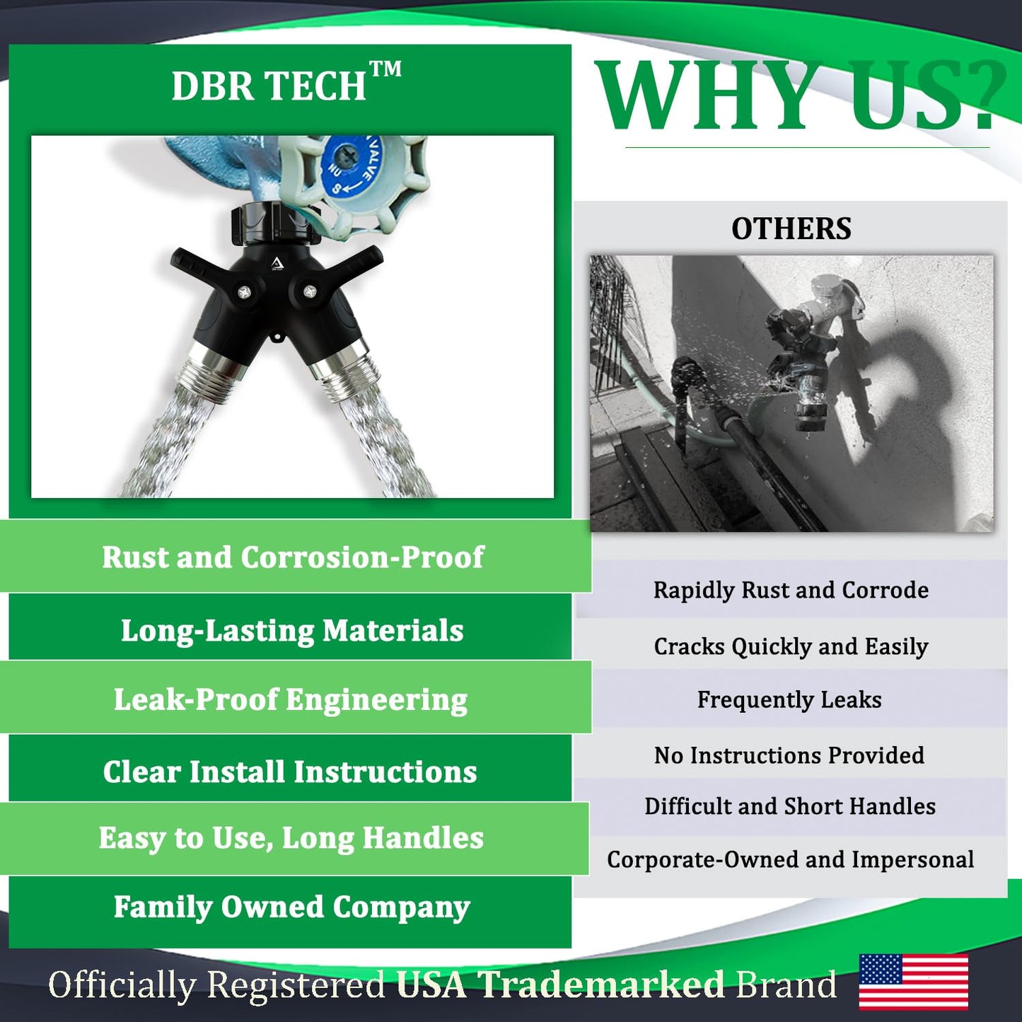 Hose Splitter 2 Way, Heavy Duty Metal Connector, Two Way Garden Hose Splitter, High Flow Spigot Faucet Bib Adapter, Solid Double Y Shut Off Valve for Outdoor Gardening Hoses, Orange