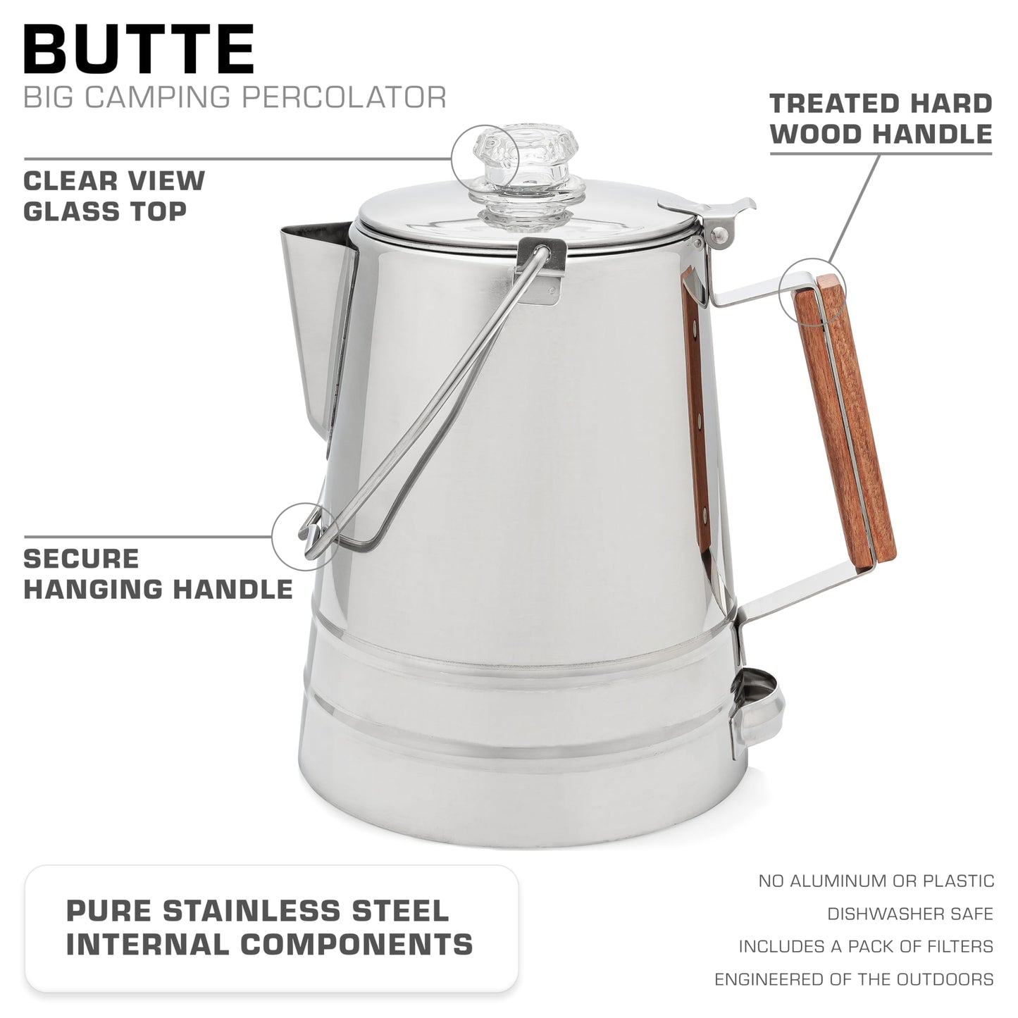 COLETTI Scoutmaster Coffee Percolator Camping — The Ultimate Camping Coffee Maker [24 Cup]