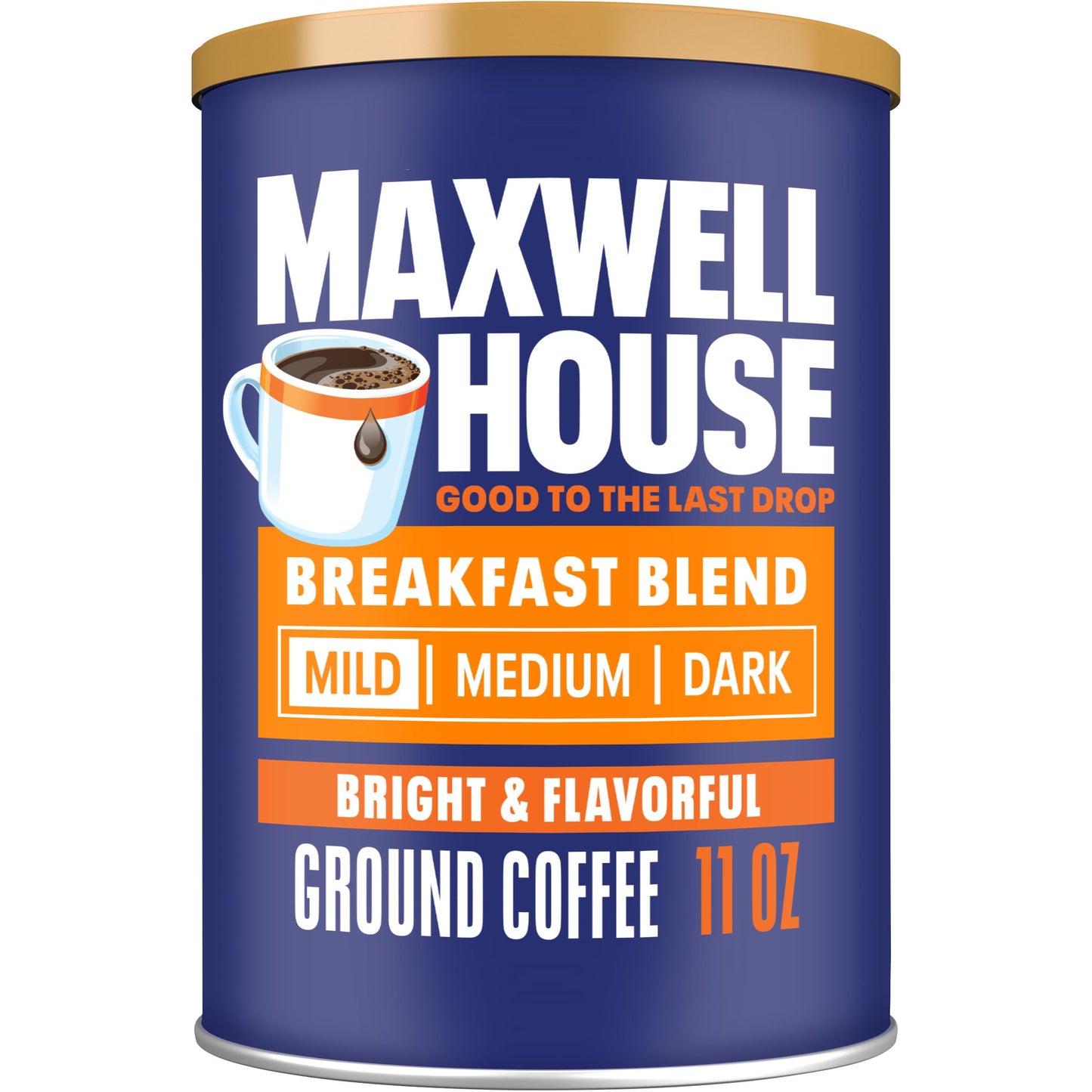 Maxwell House Breakfast Blend Mild Roast Ground Coffee, 38.8 oz Canister
