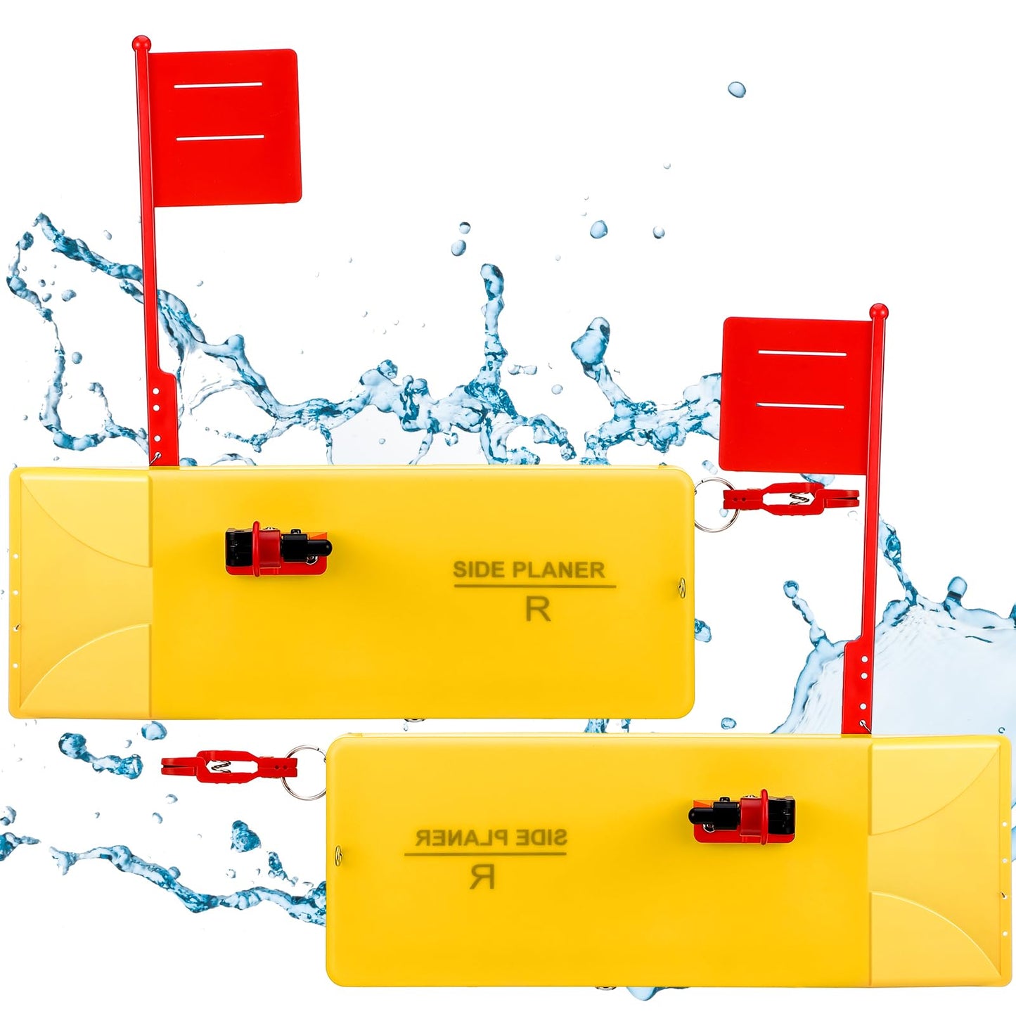 2 Pack Planer Boards for Fishing Trolling 8 x 3 Inches Off Shore Crappie Planer Boards Kits with Flag Fishing Accessory for Inshore Offshore Trolling Dragging