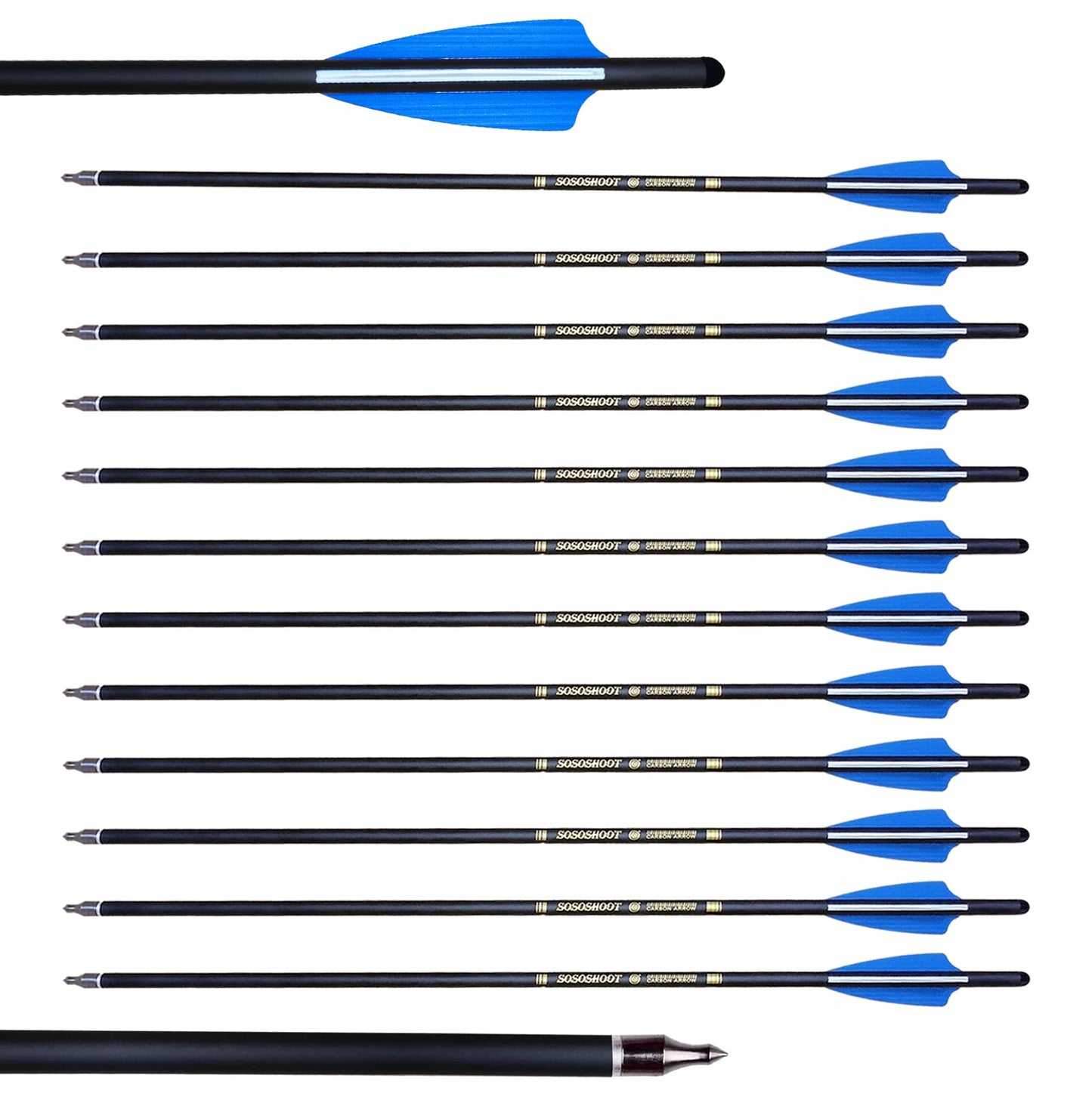 Crossbow Bolts 20 Inch Carbon Arrows 8.8mm Shaft Half Moon Nocks with Replaceable Screw-in Broadhead for Crossbow Hunting Target Practice Outdoor Gift, 12Pcs