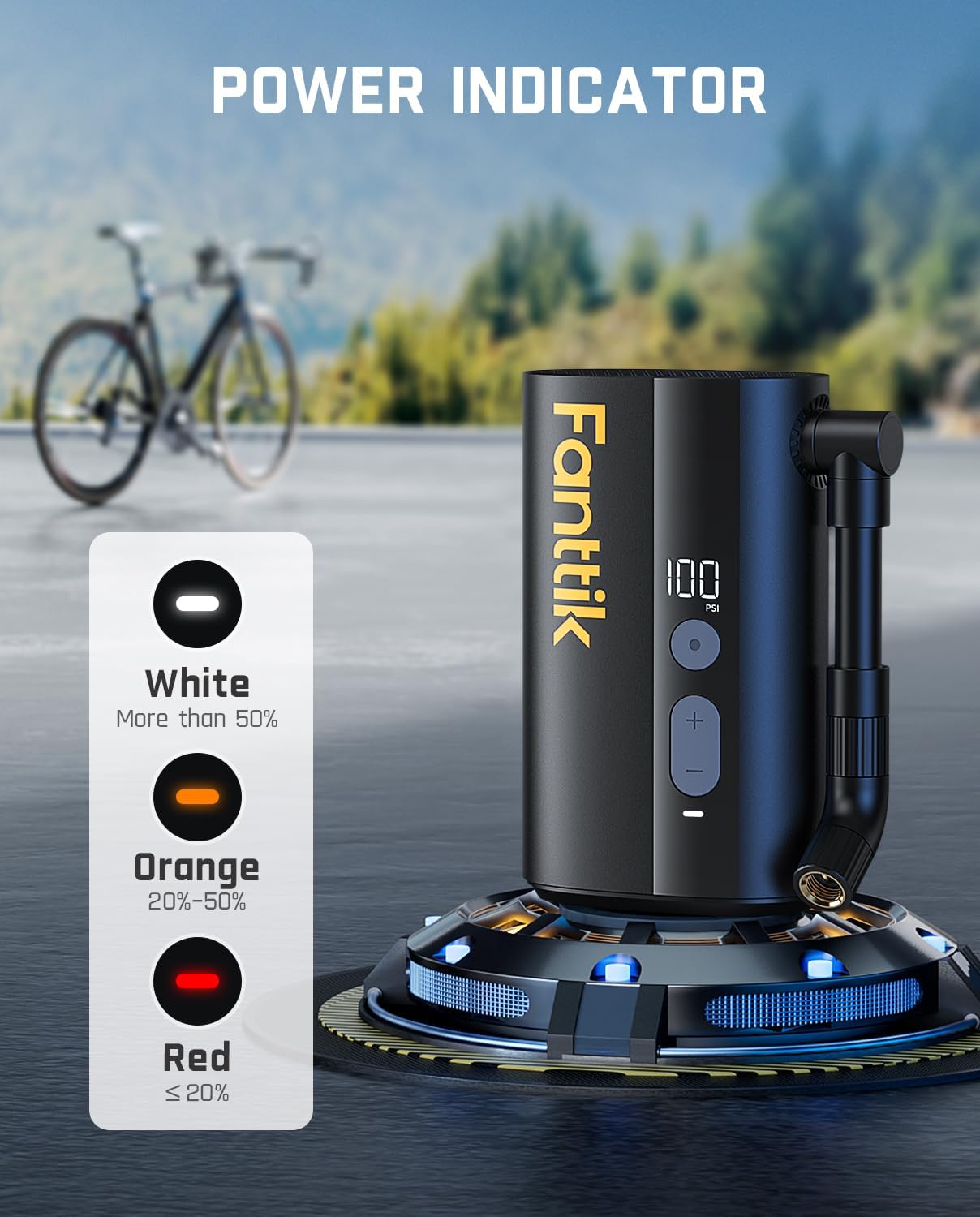 Fanttik X9 Ace Mini Bike Tire Pump, 32s Fast Inflate Bike Pump with Gauge, 150PSI Electric Air Pump with Presta and Schrader Valve, Suitable for Road Bike, Mountain Bike, E-Bike