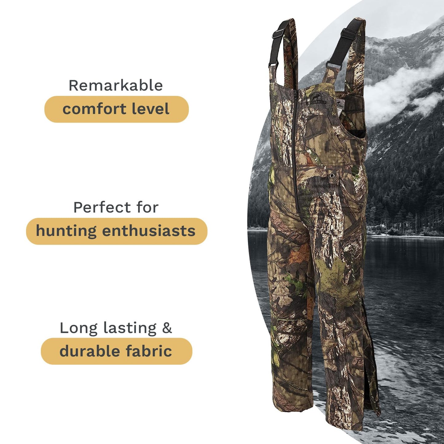 Youth Insulated Bib Overall In MO Country For Hunting, Kids and Teens, Hunting Clothes, Camo, Cold Weather Gear