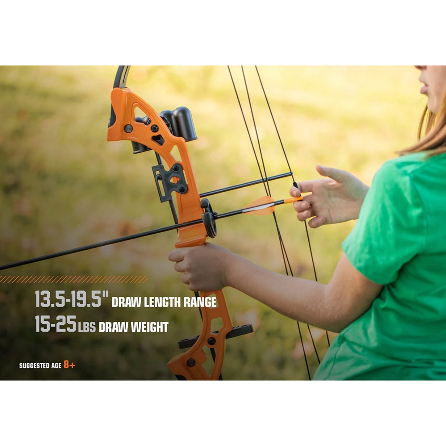 Bear Archery Brave Bow Set for Youth, Recommended Ages 8-12, Right Handed, Continuous Draw Weight Up to 25 lb., Continuous Draw Length Up to 19.5-inches