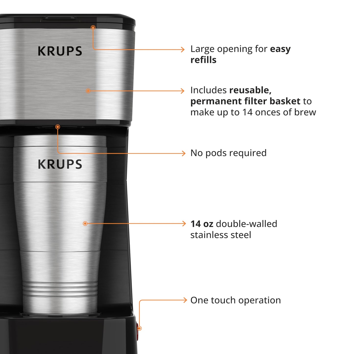 KRUPS Newer Model Drip Coffee Maker, 10-Cup, Silver