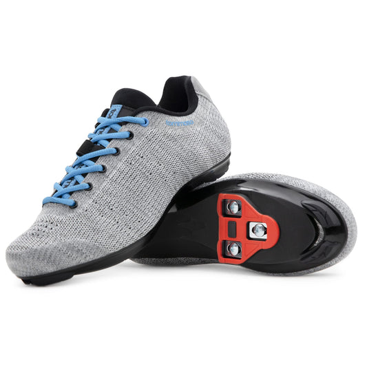 Tommaso Pista Elite Peloton Shoes for Women, Indoor Cycling Shoes for Women with Delta Cleats, Peloton Bike Accessories—Made from XD Knit Fabric—Grey—Firm Laces—Size 8US—39EU