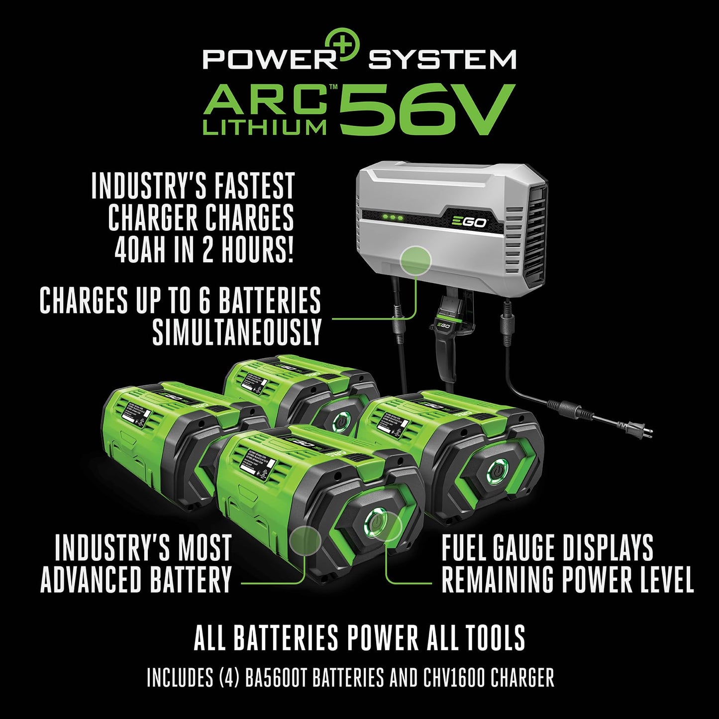 EGO Power+ Electric Riding Lawn Mower, 52" Deck with Zero Turn Radius, Includes (6) 56V 12.0Ah Batteries and Charger - ZT5207L