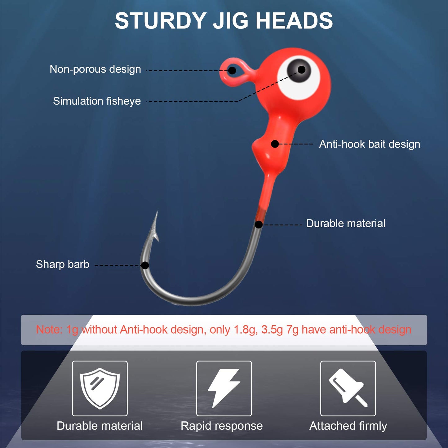 Skylety 60 Pcs Crappie Jig Heads for Fishing Lures Baits Hooks for Freshwater Saltwater Bass Trout