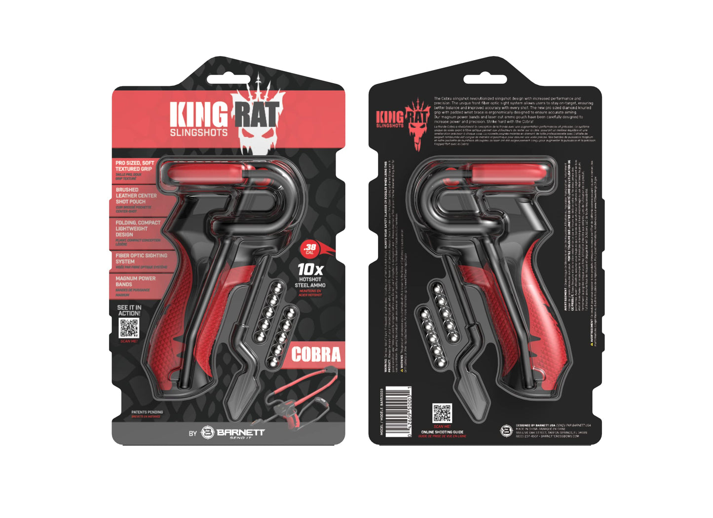 Barnett King Rat Slingshots, Powerful Slingshot for Adults and Kids Alike, Includes Power Band, Brushed Leather Pouch, & Slingshot Ammo