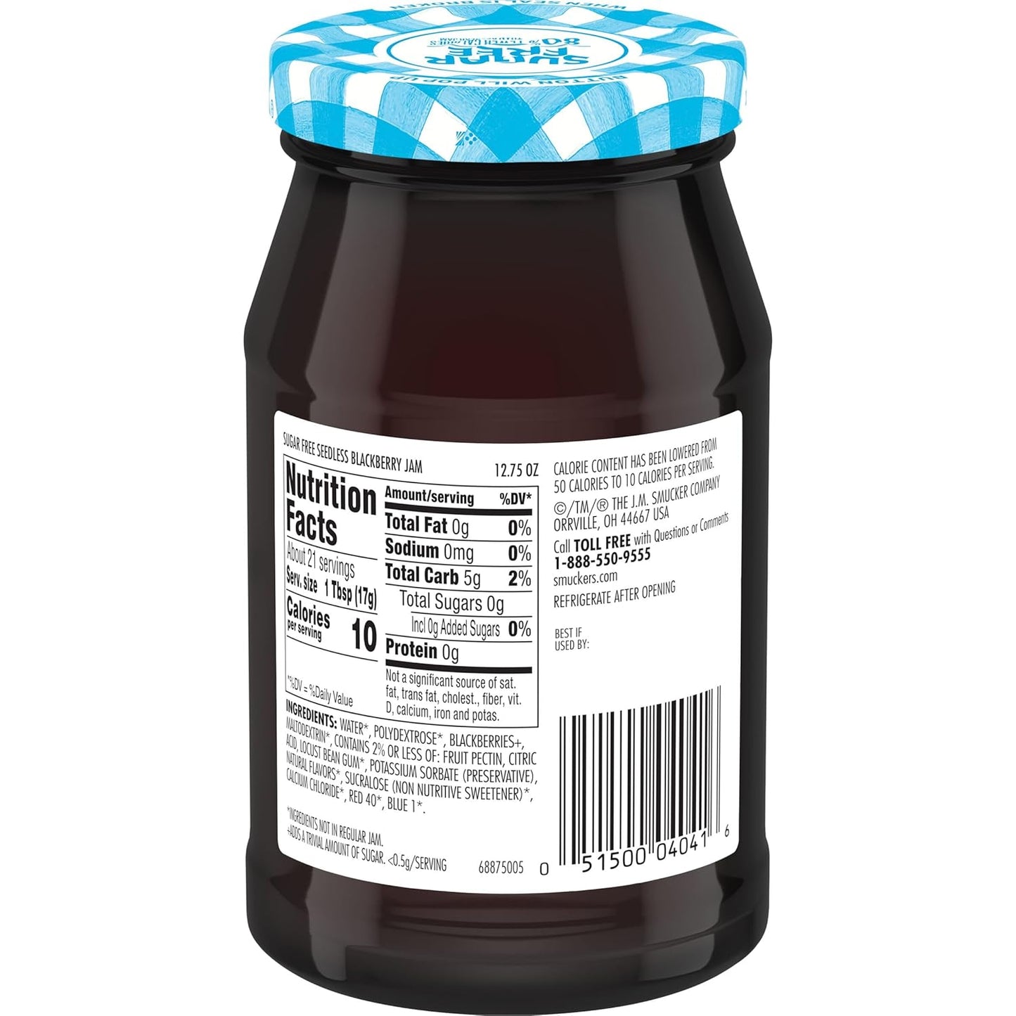 Smucker's Sugar Free Seedless Blackberry Jam, 12.75 Ounces