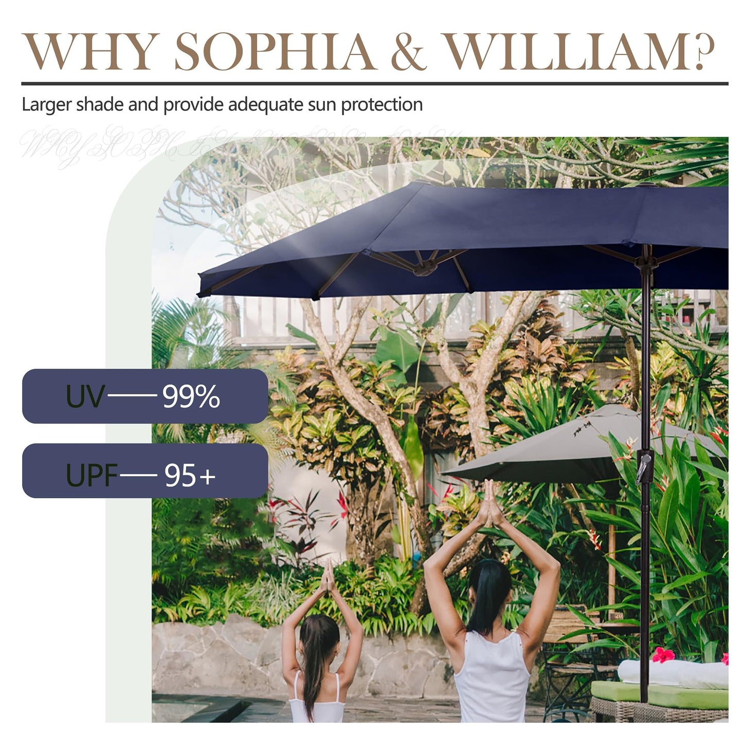 Sophia & William Patio Set with Umbrella 8 Pieces Outdoor Dining Set for 6 with 13ft Double-Sided Patio Umbrella Beige, 6 x Swivel Patio Chairs, 1 Metal Table for Lawn Garden