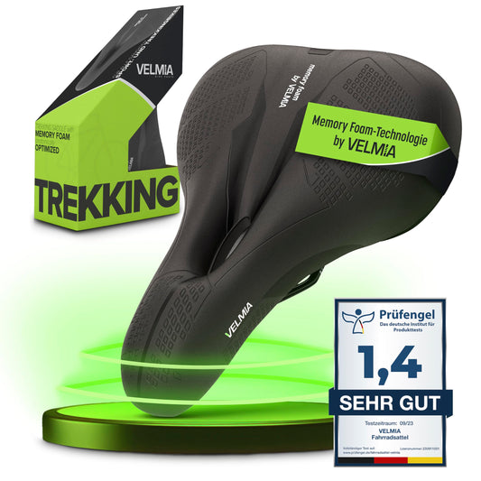 VELMIA Bike Seat Designed in Germany, Made of Comfy Memory Foam I Bicycle Seat for Men and Women, Waterproof Bike Saddle with Smart Zone-Concept I Exercise, for BMX, MTB & Road